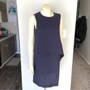 Max Mara Torres NWT Navy Layered Sleeveless Knee Length Dress Sz 10